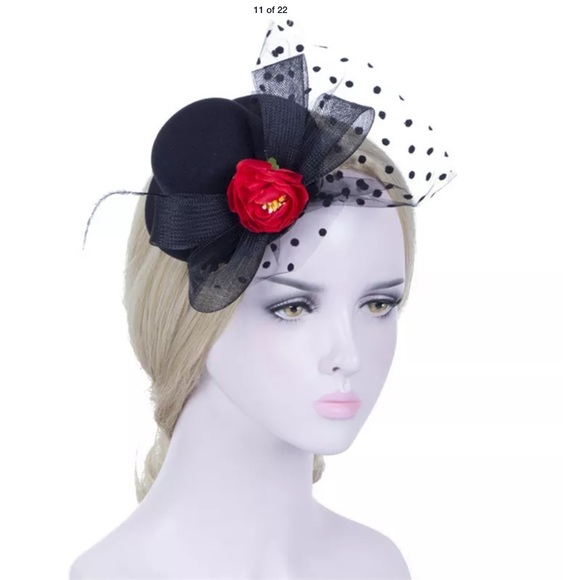 Pill Box Hat  french veil fascinator hair clip - Picture 6 of 7